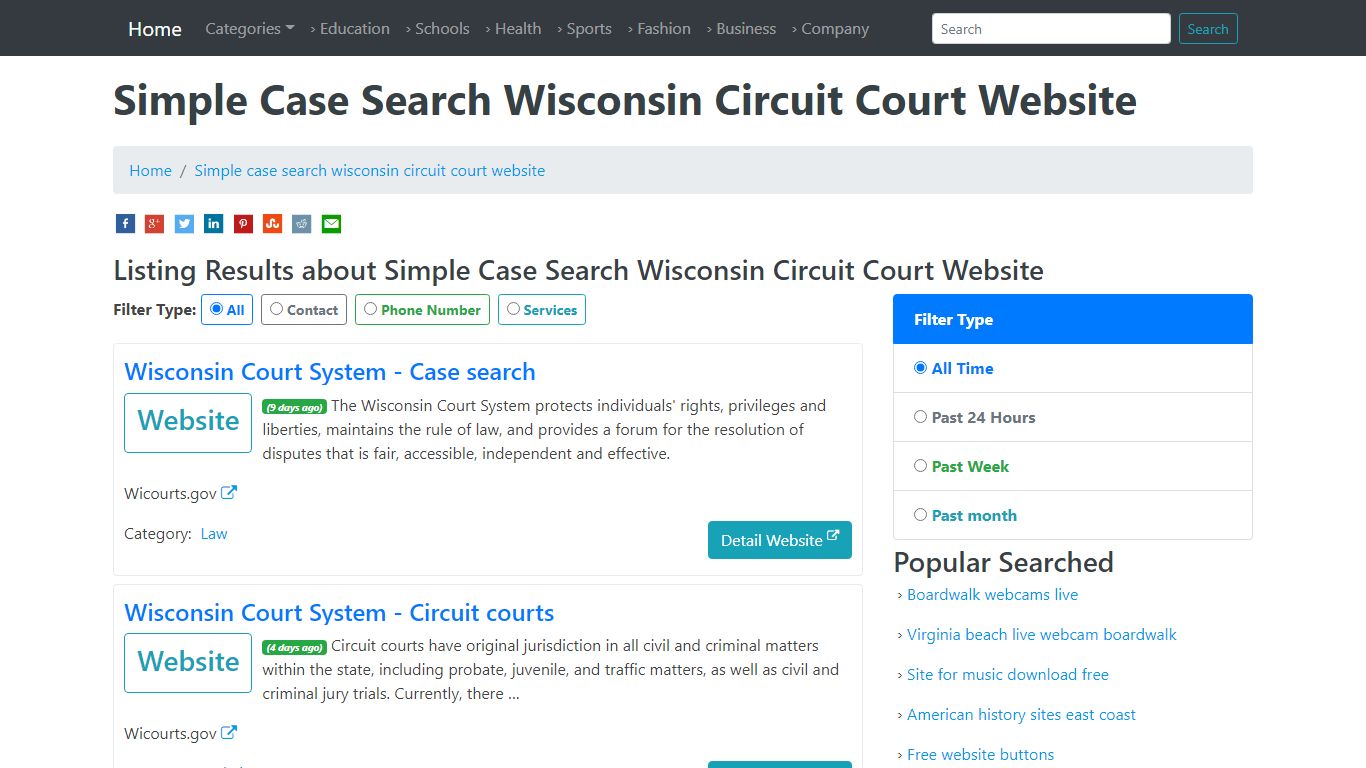 Simple Case Search Wisconsin Circuit Court Website